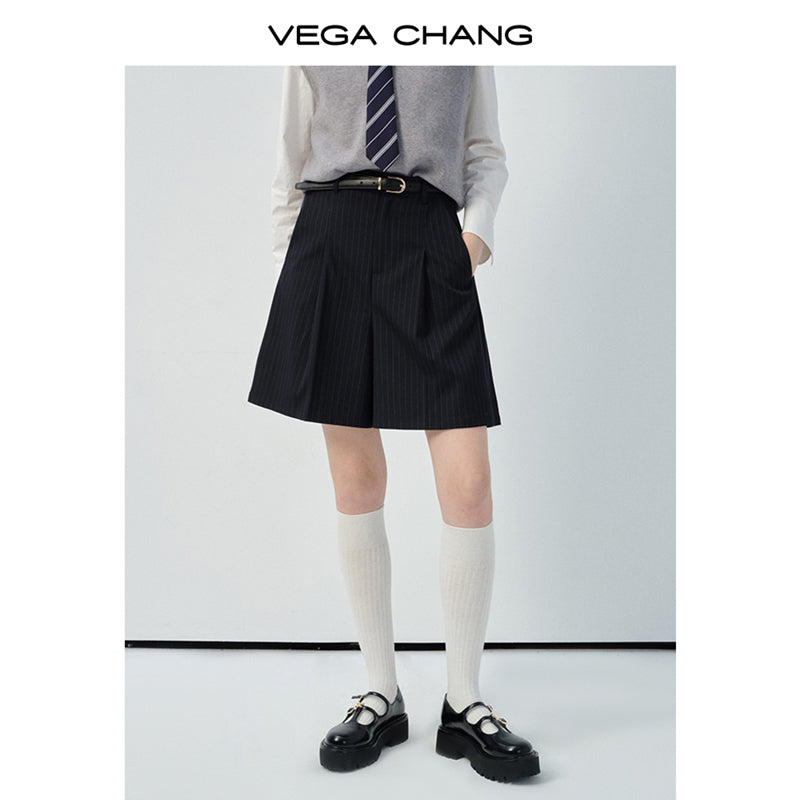 Tailored Striped Skirt-Style Shorts