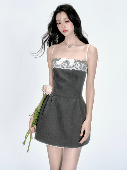 Chic Lace-Trim Mini Cami Dress
