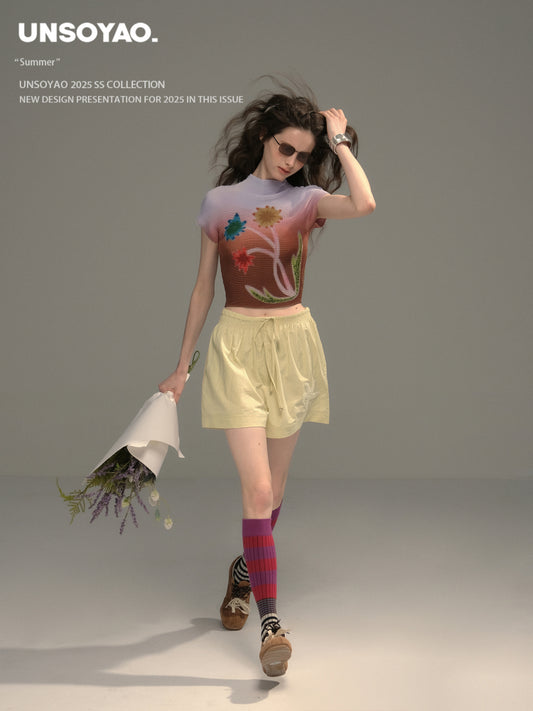 Sequin Starfish Patch Cotton Shorts