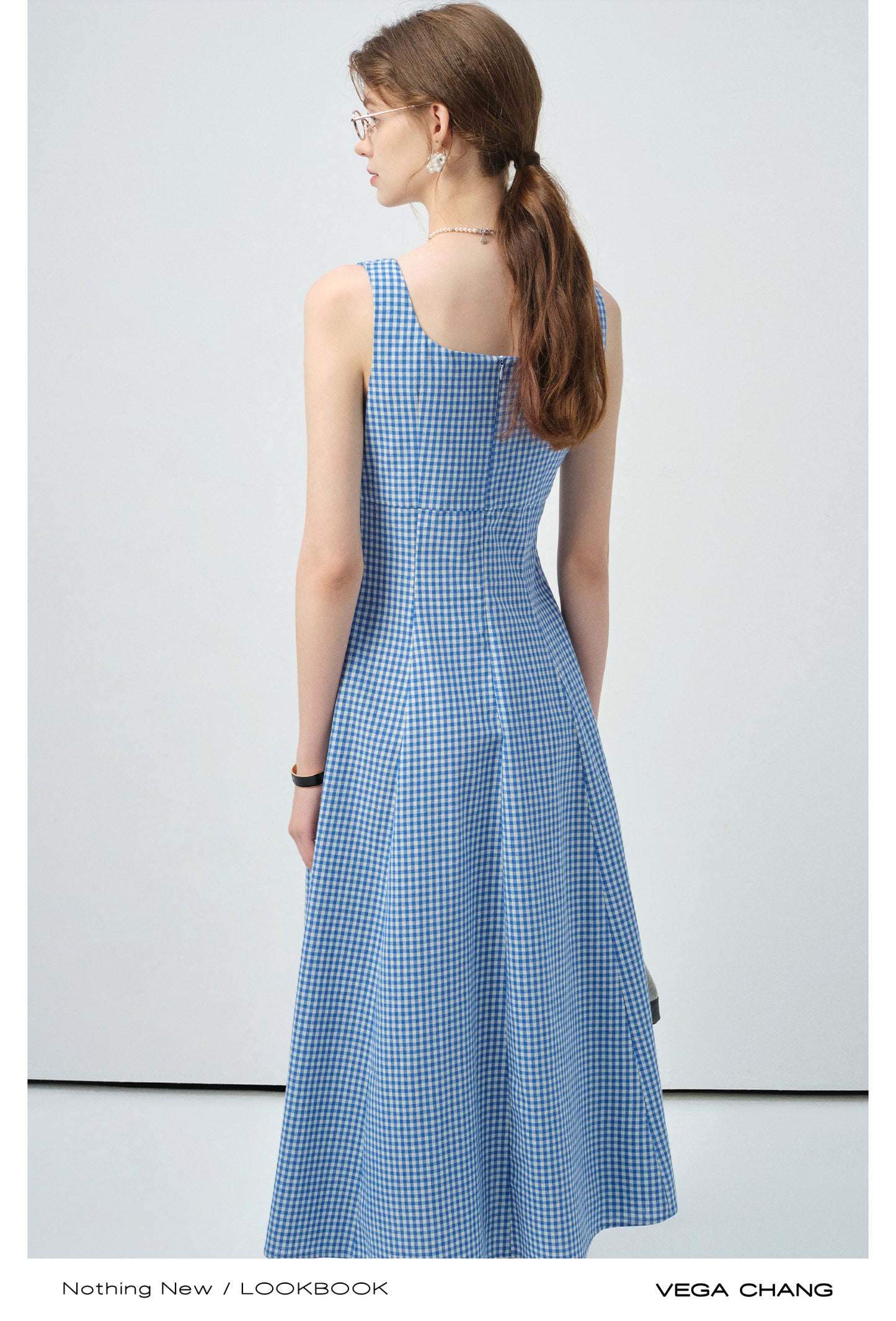 Gingham Check Tailored Sleeveless Dress