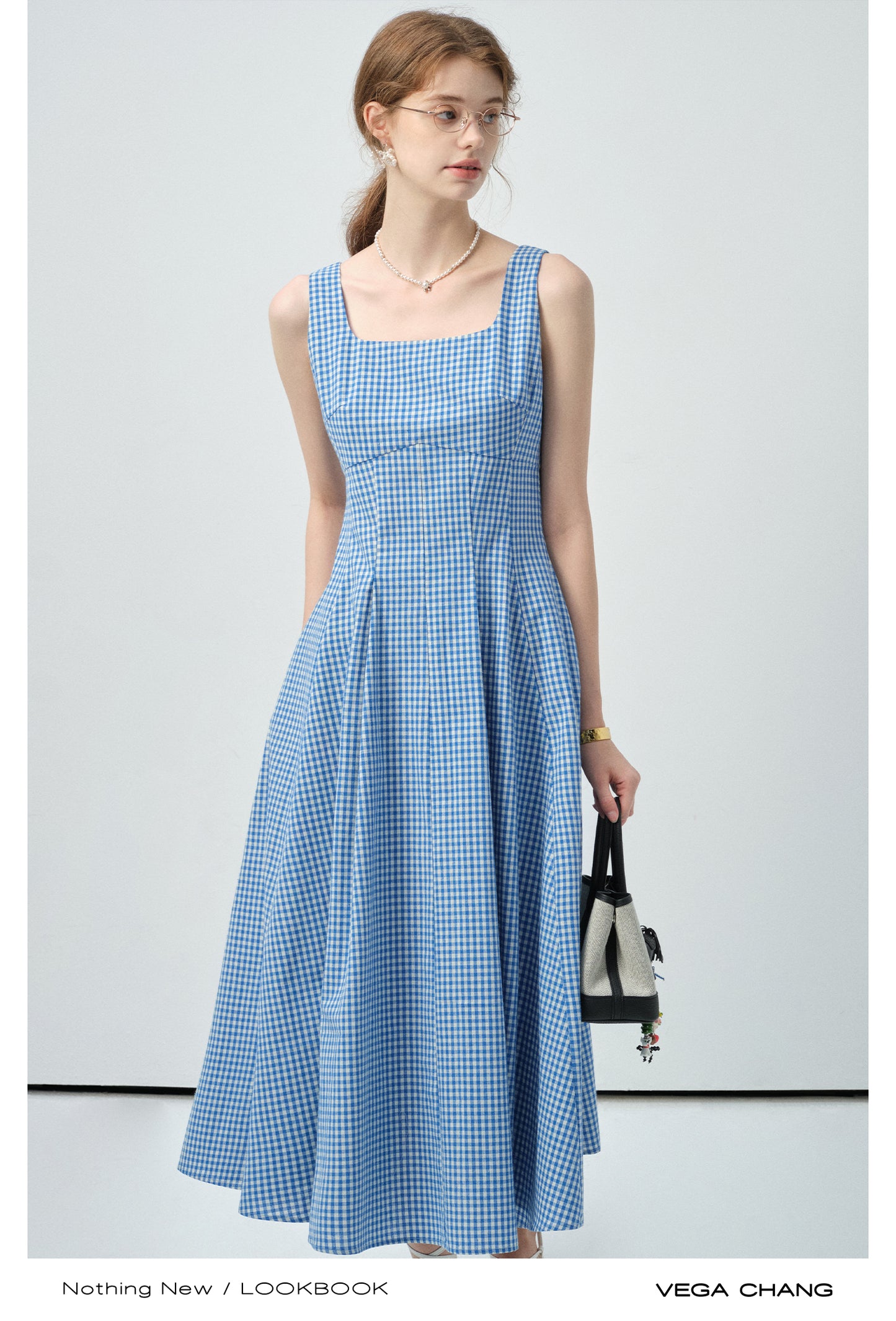 Gingham Check Tailored Sleeveless Dress