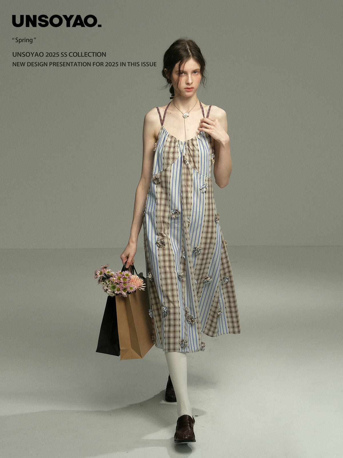 Floral Embellished Paneled Strap Dress