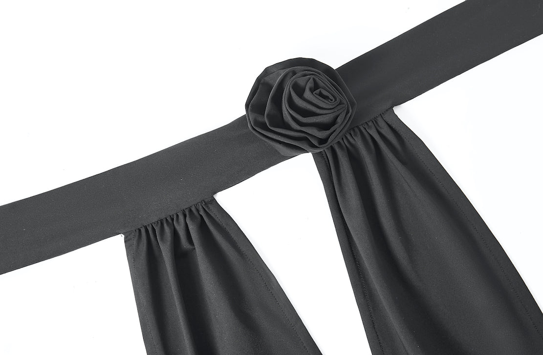 Open-Back Sleeveless Top With Rose Accent