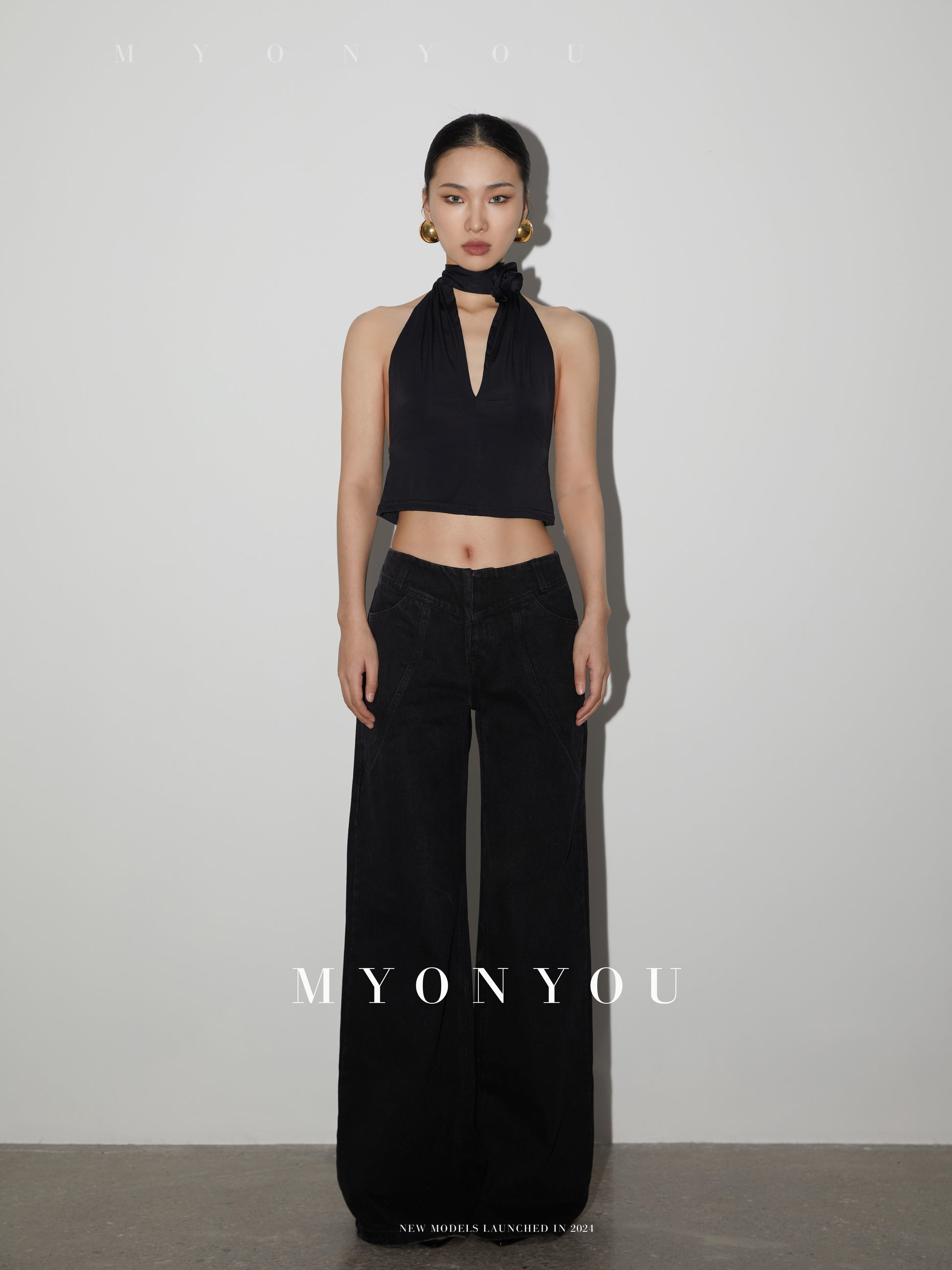 Open-Back Sleeveless Top With Rose Accent