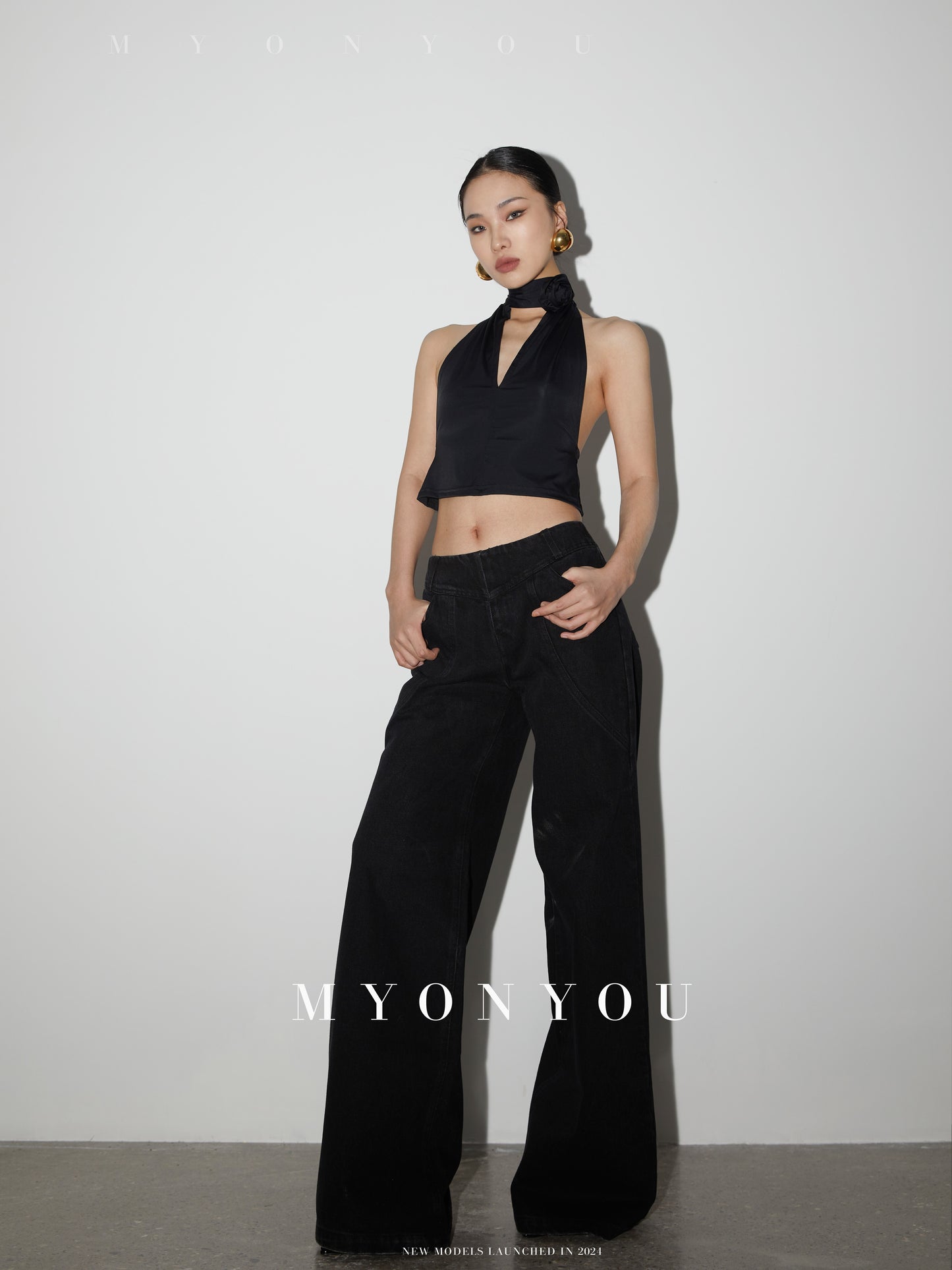 Open-Back Sleeveless Top With Rose Accent