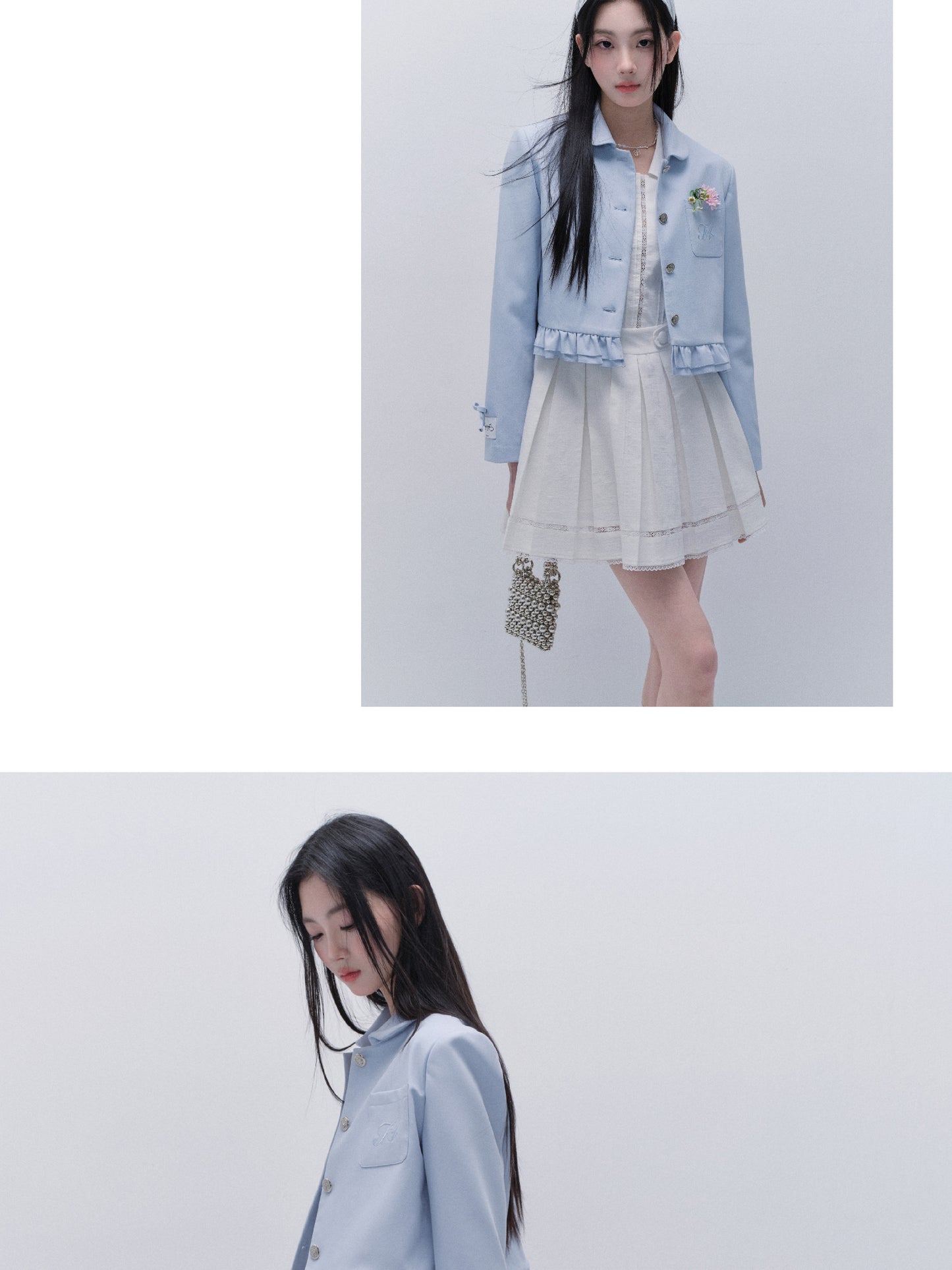 Peter Pan Collar Embroidered Cropped Jacket