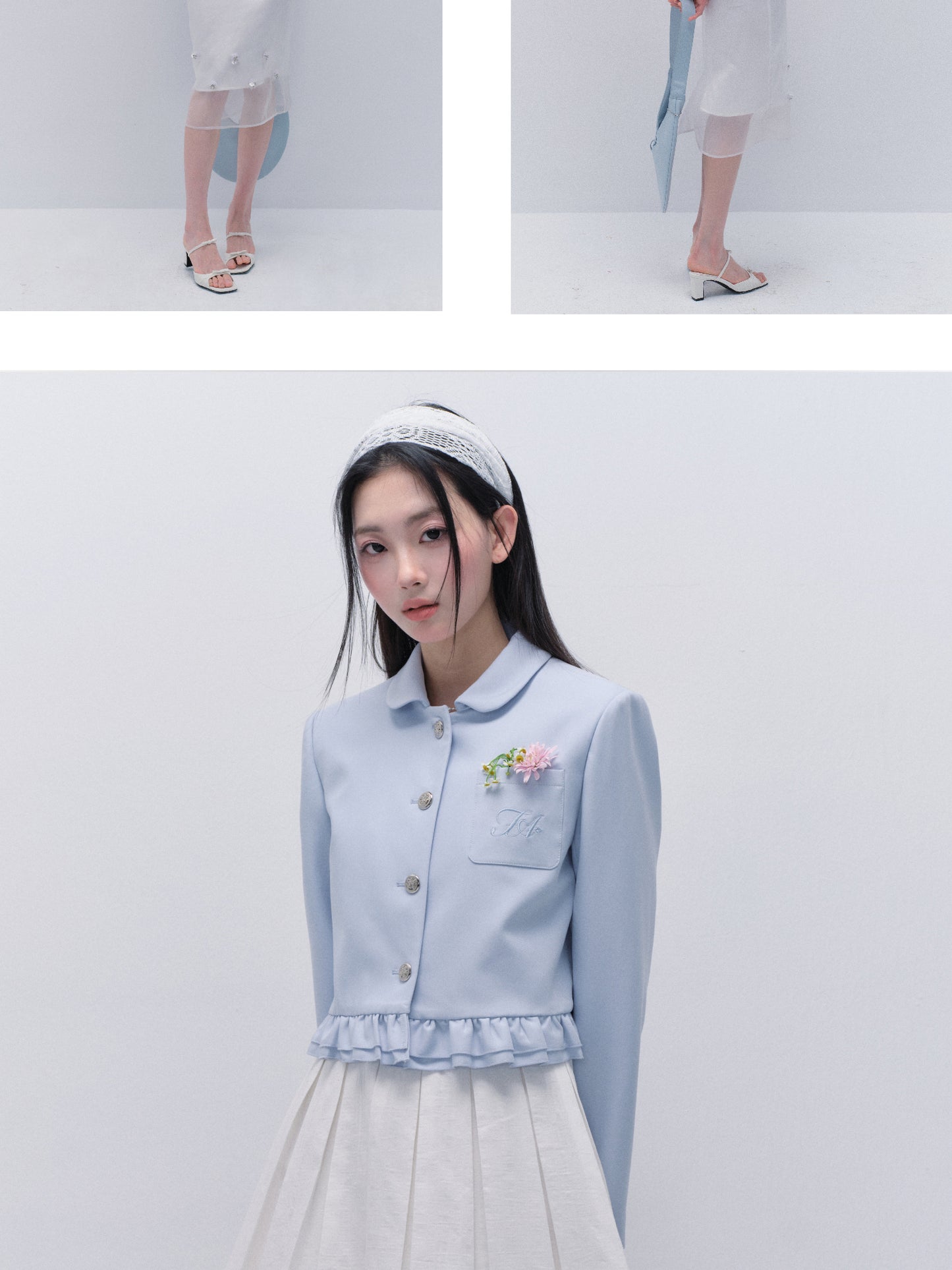 Peter Pan Collar Embroidered Cropped Jacket