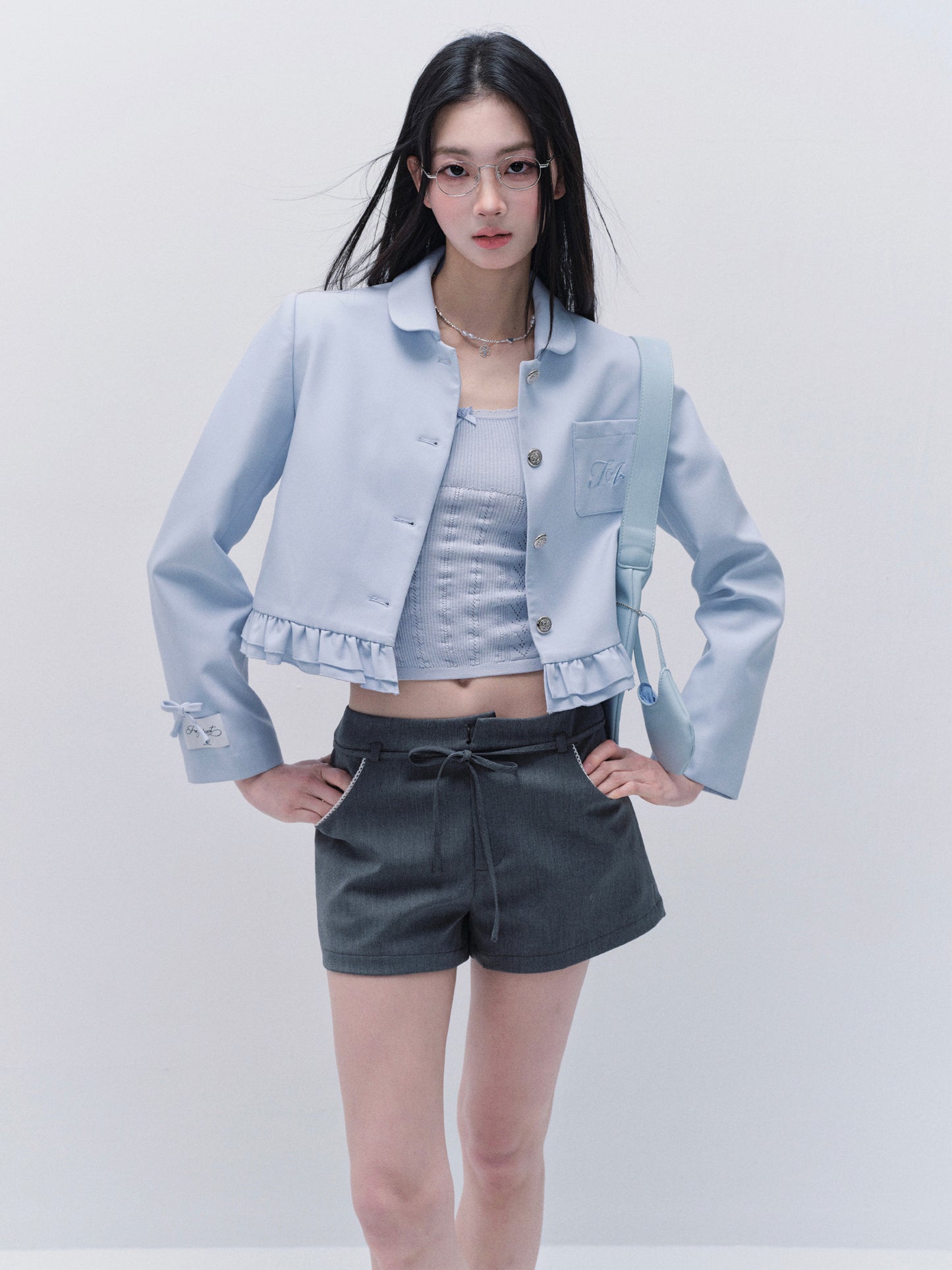 Peter Pan Collar Embroidered Cropped Jacket