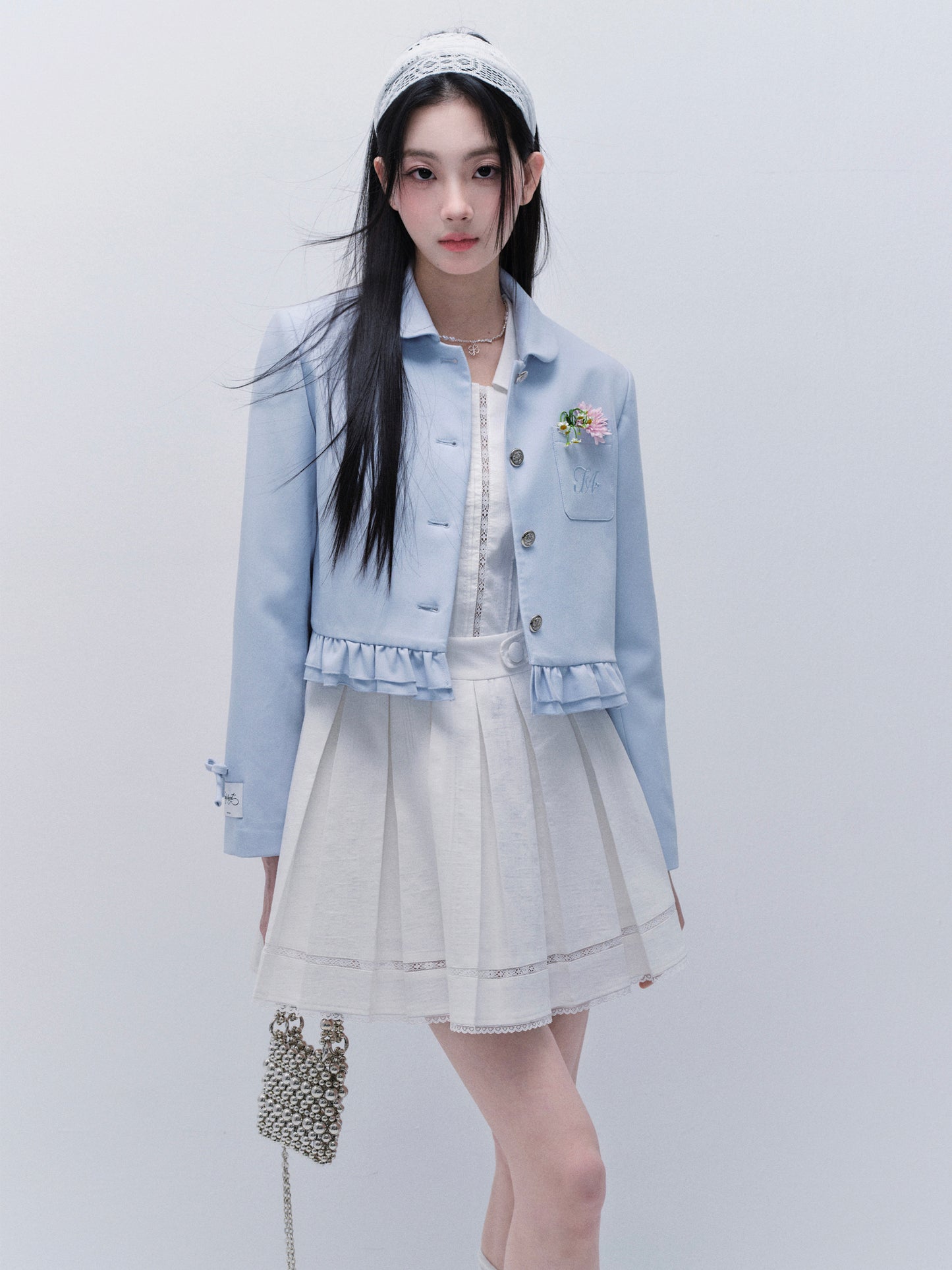 Peter Pan Collar Embroidered Cropped Jacket