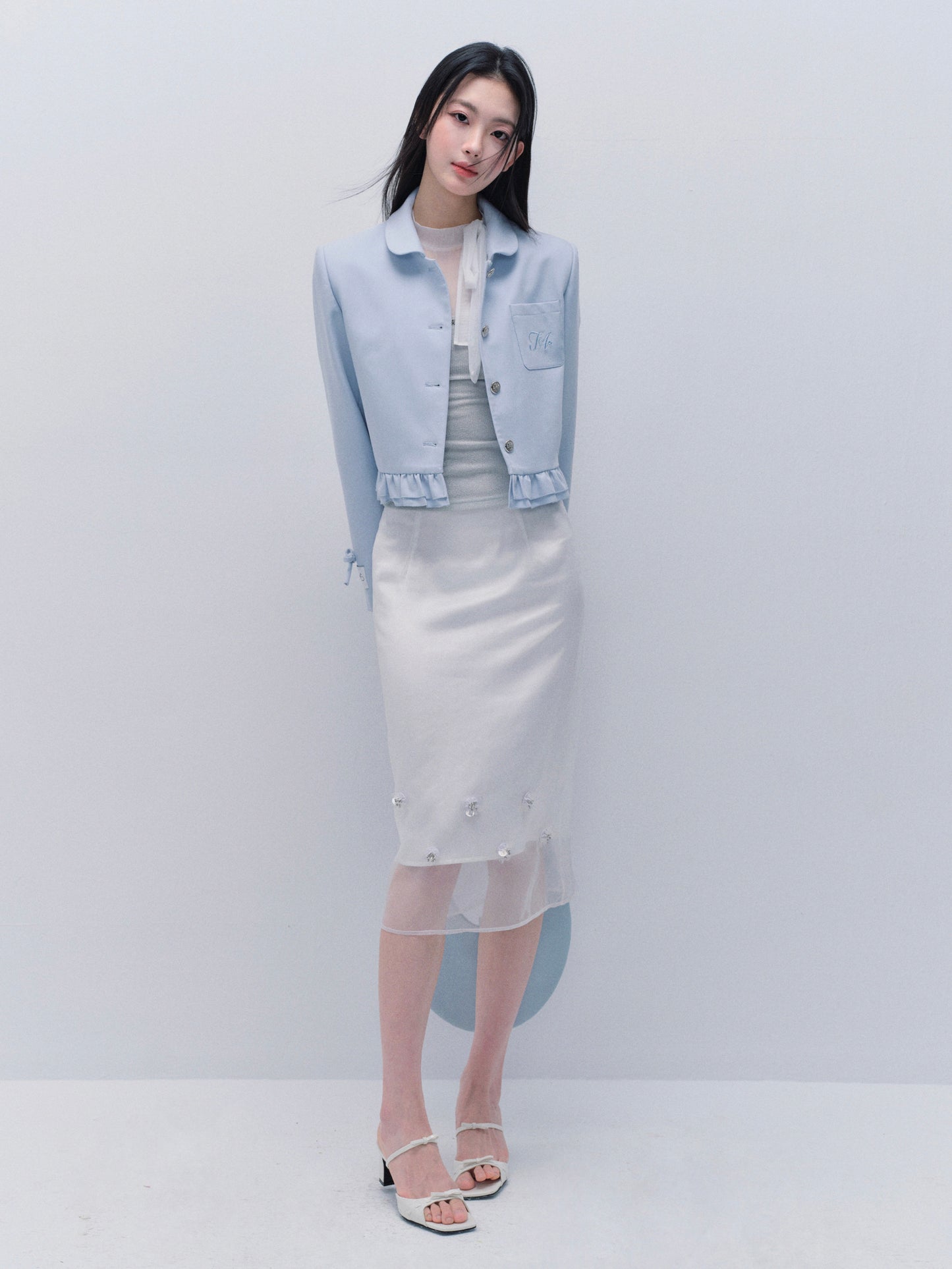 Peter Pan Collar Embroidered Cropped Jacket