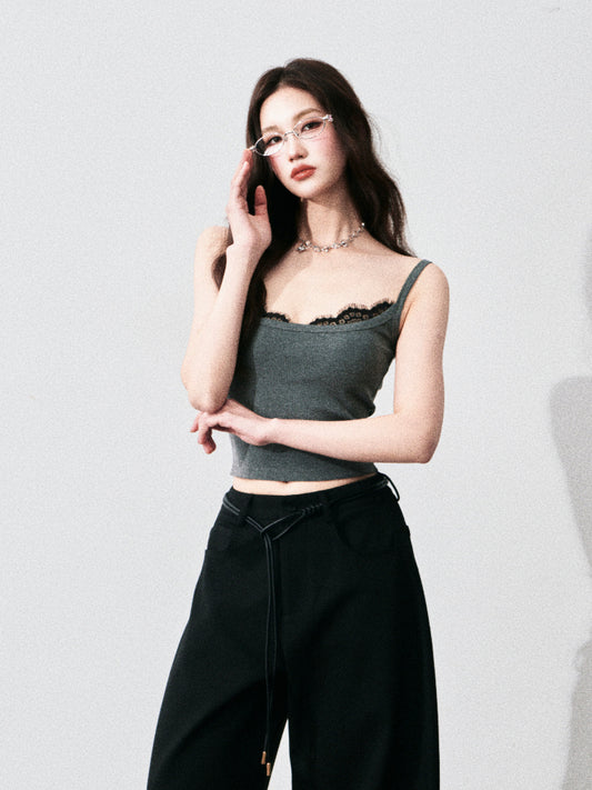 Cropped Cami With Lace Detail