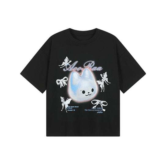 Kawaii Cyber Cat Graphic T-Shirt