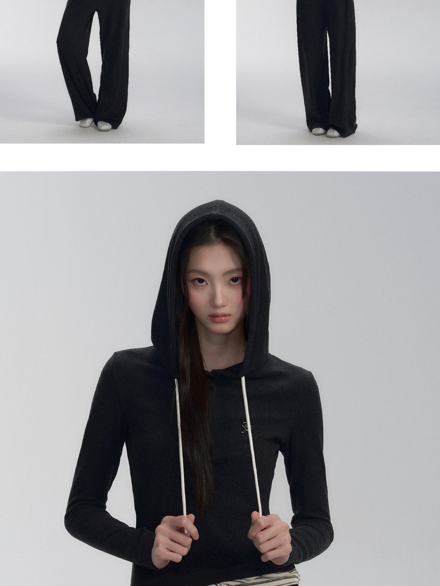 Slim Fit Faux Layered Hooded Top and Pants