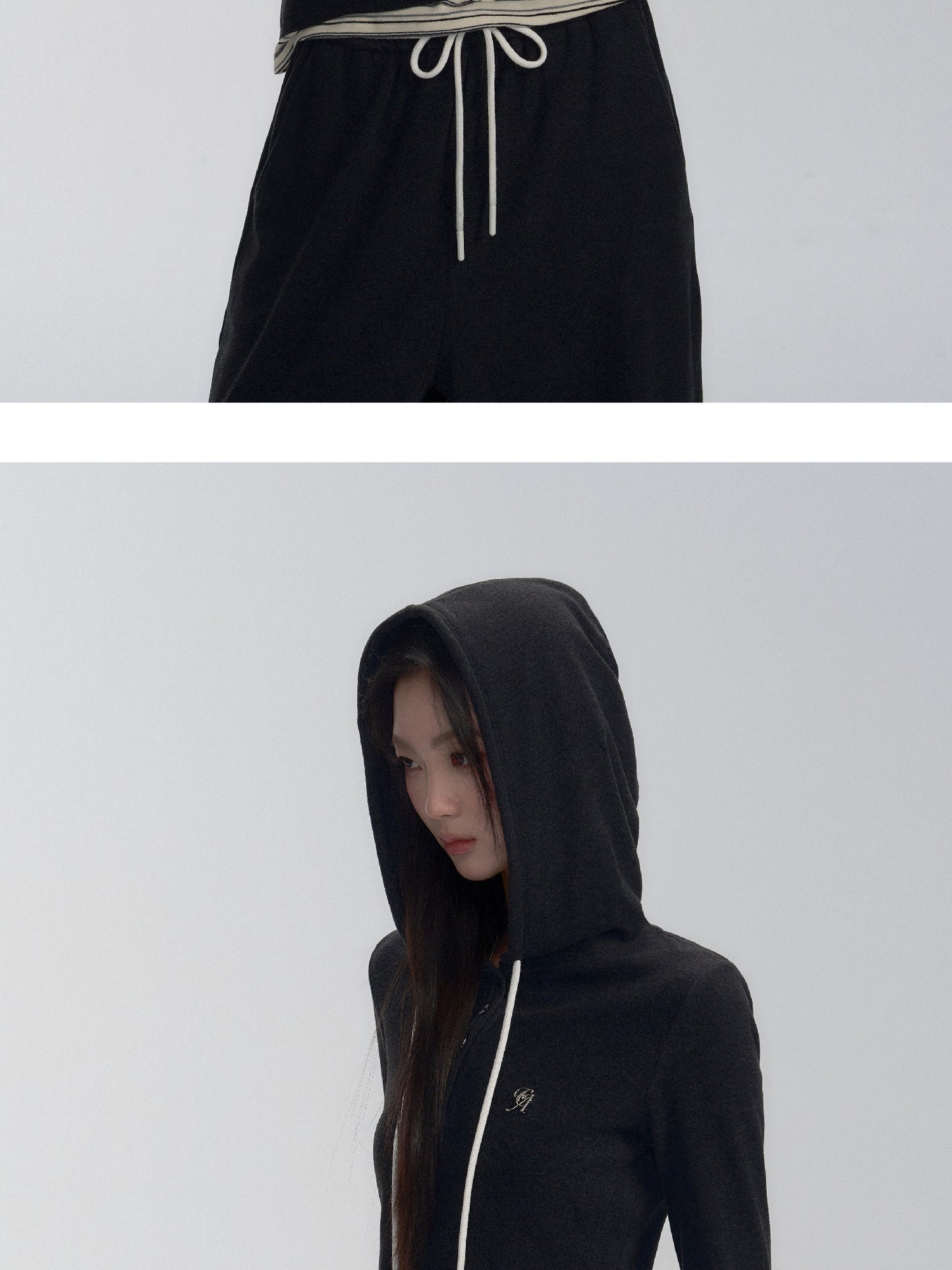Slim Fit Faux Layered Hooded Top and Pants