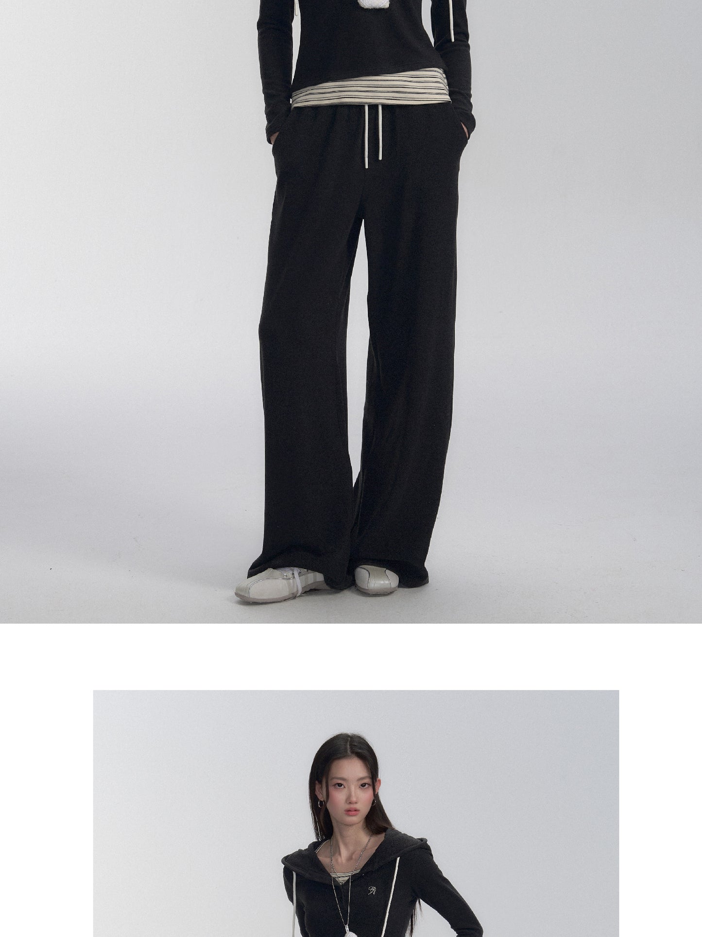 Slim Fit Faux Layered Hooded Top and Pants