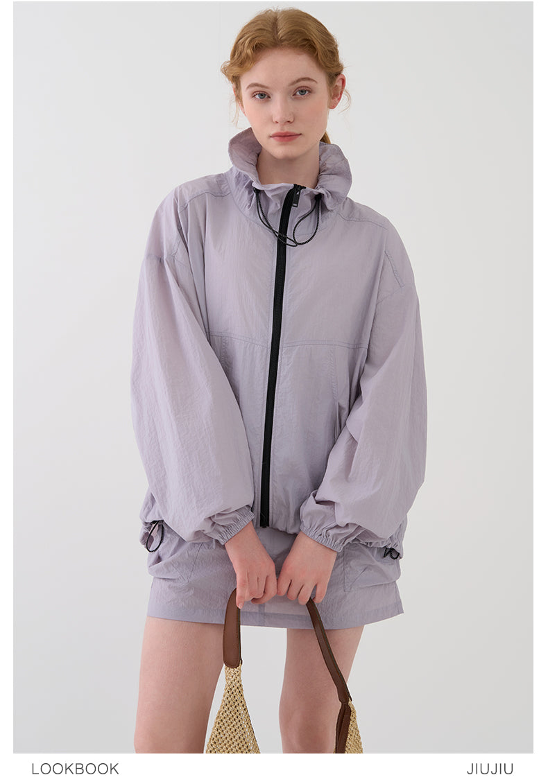 Nylon Drawstring Jacket And Matching Skirt