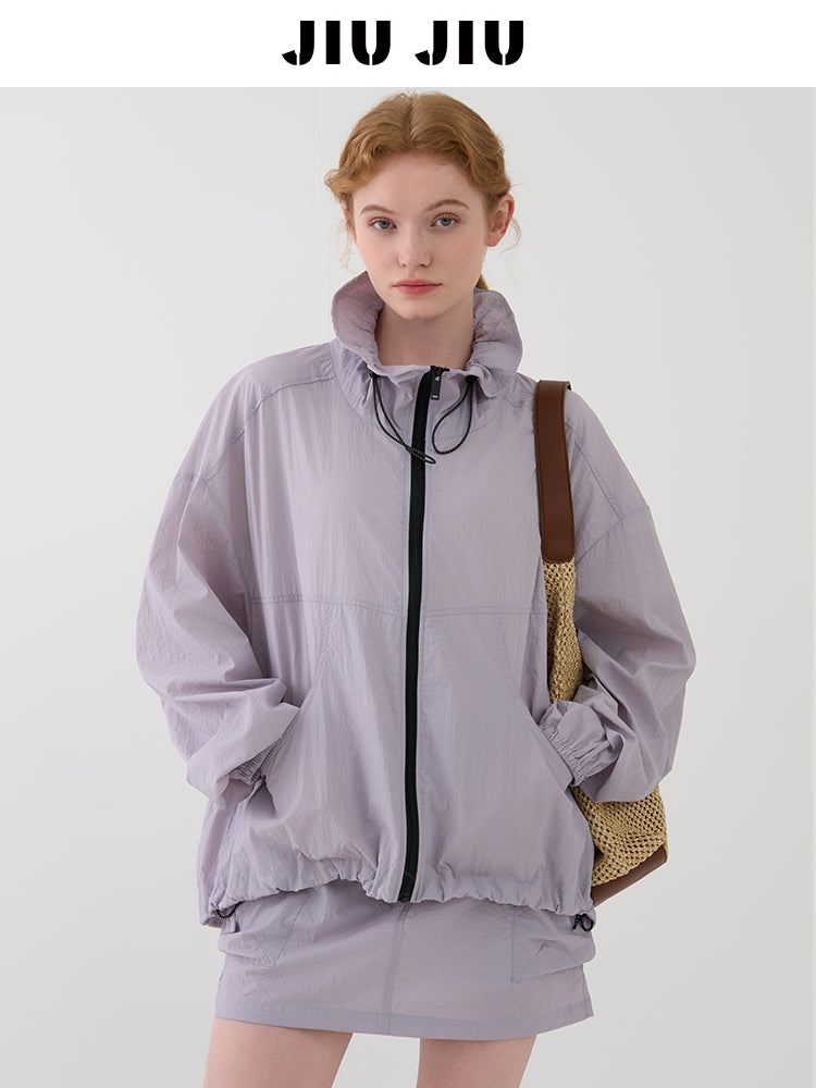 Nylon Drawstring Jacket And Matching Skirt