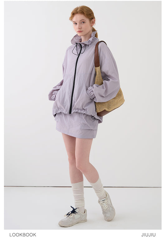 Nylon Drawstring Jacket And Matching Skirt