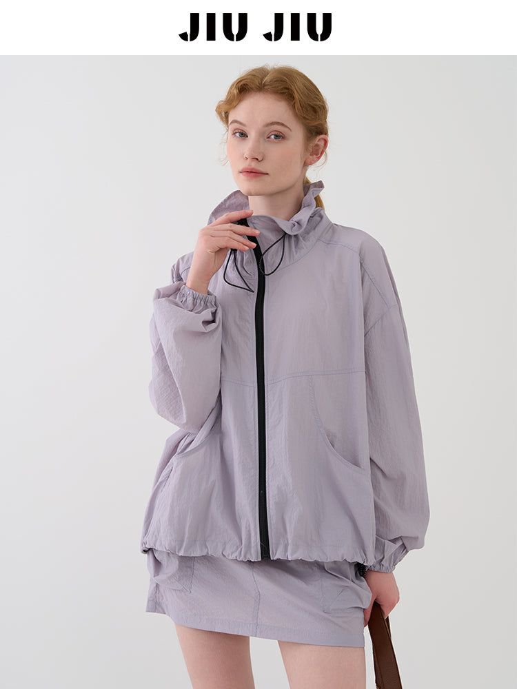 Nylon Drawstring Jacket And Matching Skirt