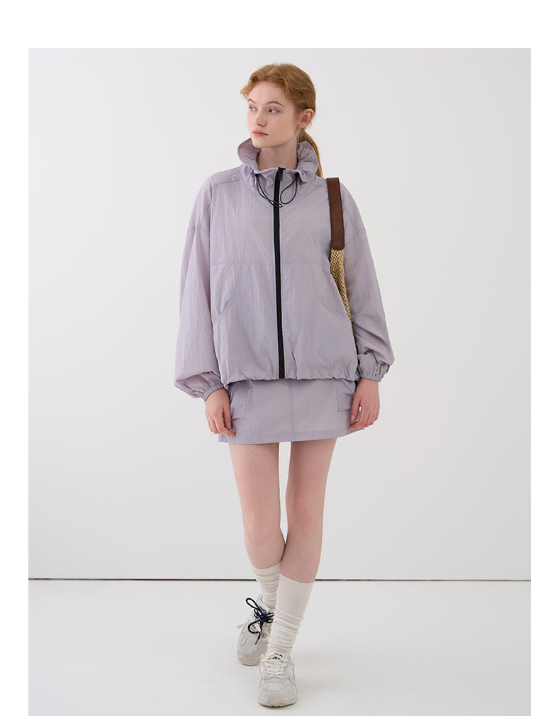 Nylon Drawstring Jacket And Matching Skirt