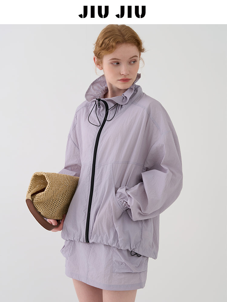 Nylon Drawstring Jacket And Matching Skirt