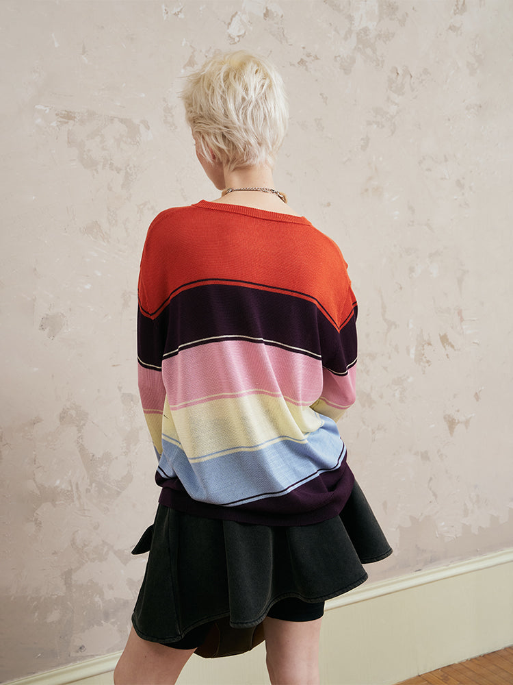 Oversized Multicolor Stripe Knit