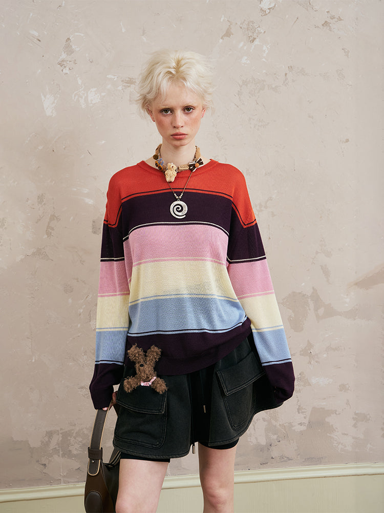 Oversized Multicolor Stripe Knit