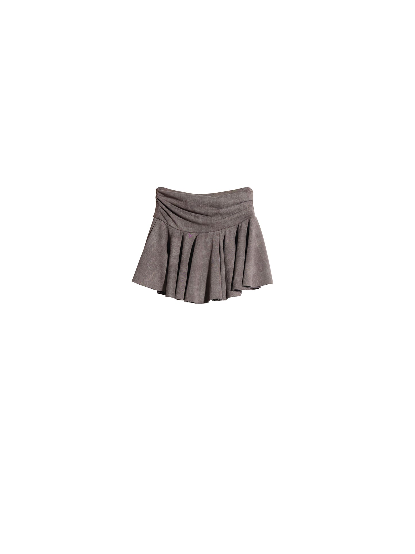 Washed Raw Edge Draped Short Skirt