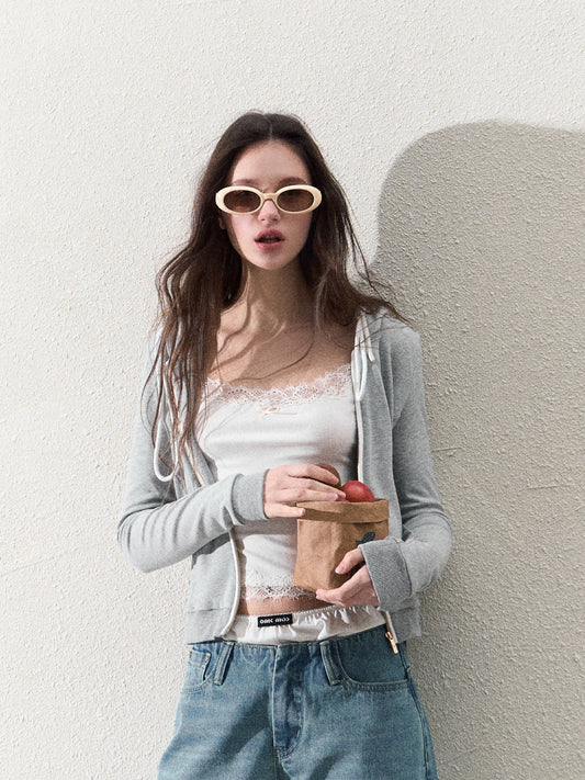 Soft Slim Fit Short Zip-Up Hoodie