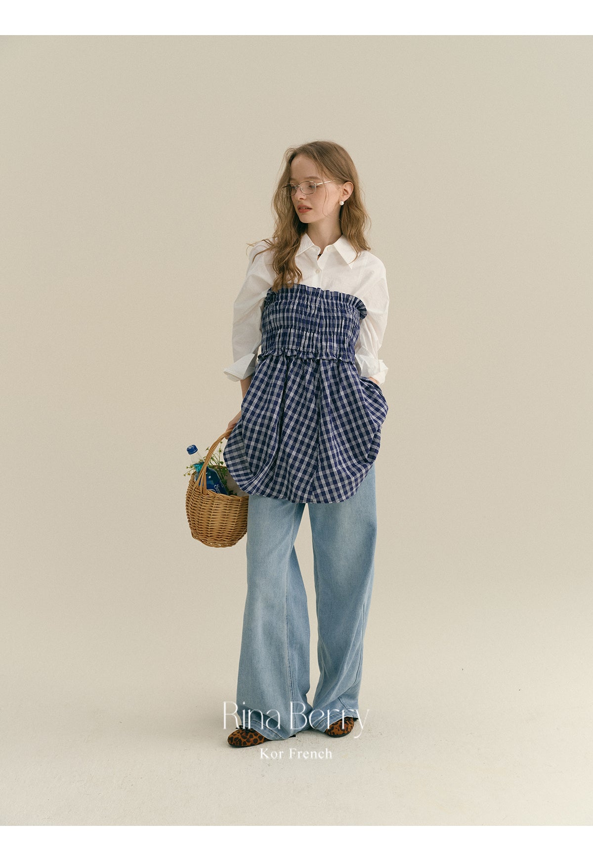 High-Waisted Washed Floor-Length Jeans