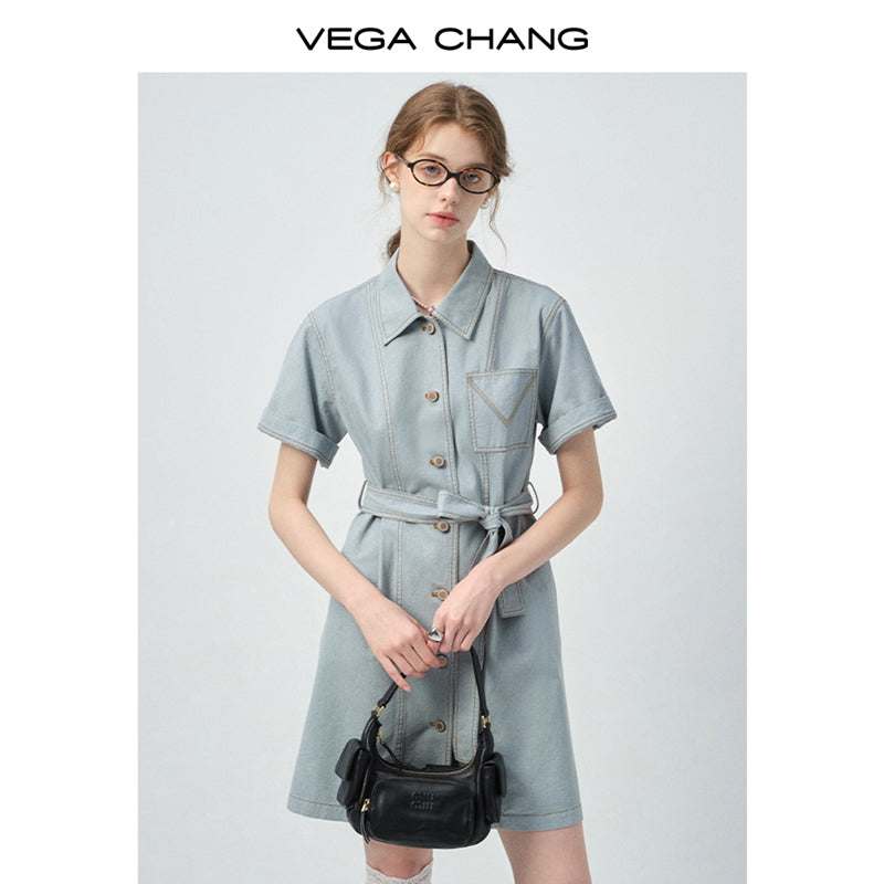 Belted Denim Shirt Dress