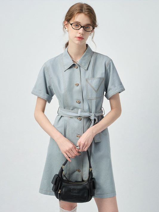 Belted Denim Shirt Dress