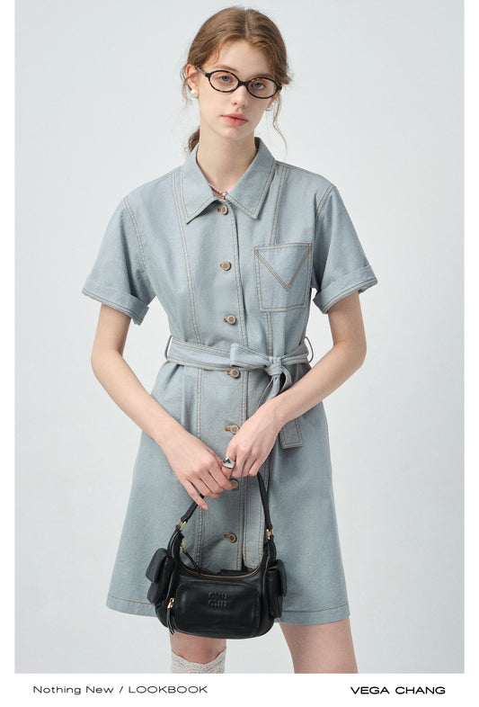 Belted Denim Shirt Dress