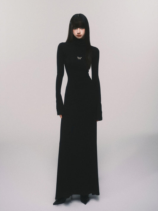 Butterfly Charm Turtleneck Dress in Two Lengths