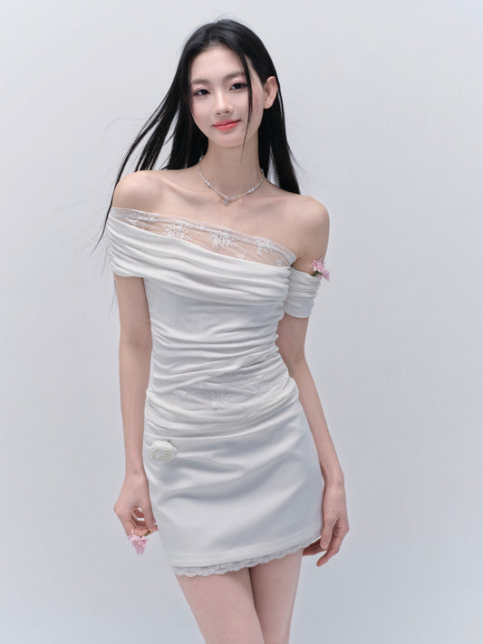 Off-Shoulder Ruched Top And Coordinated Skirt