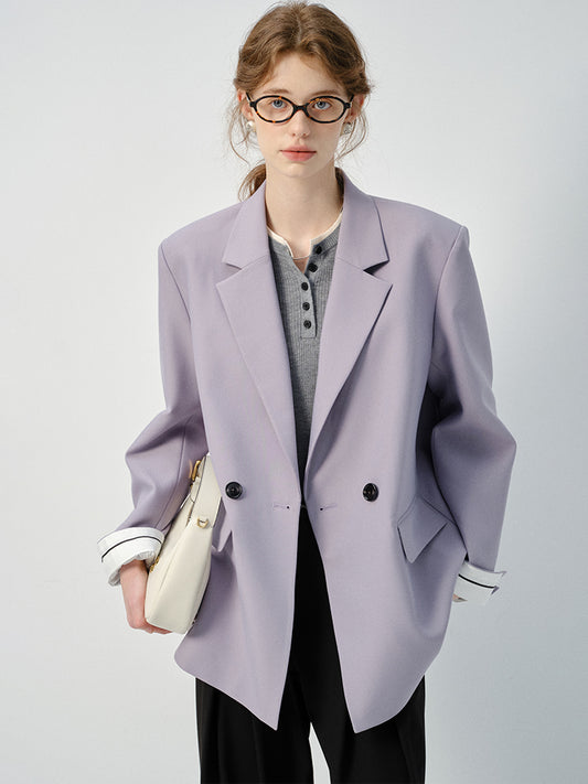 Double Breasted Striped Cuff Blazer