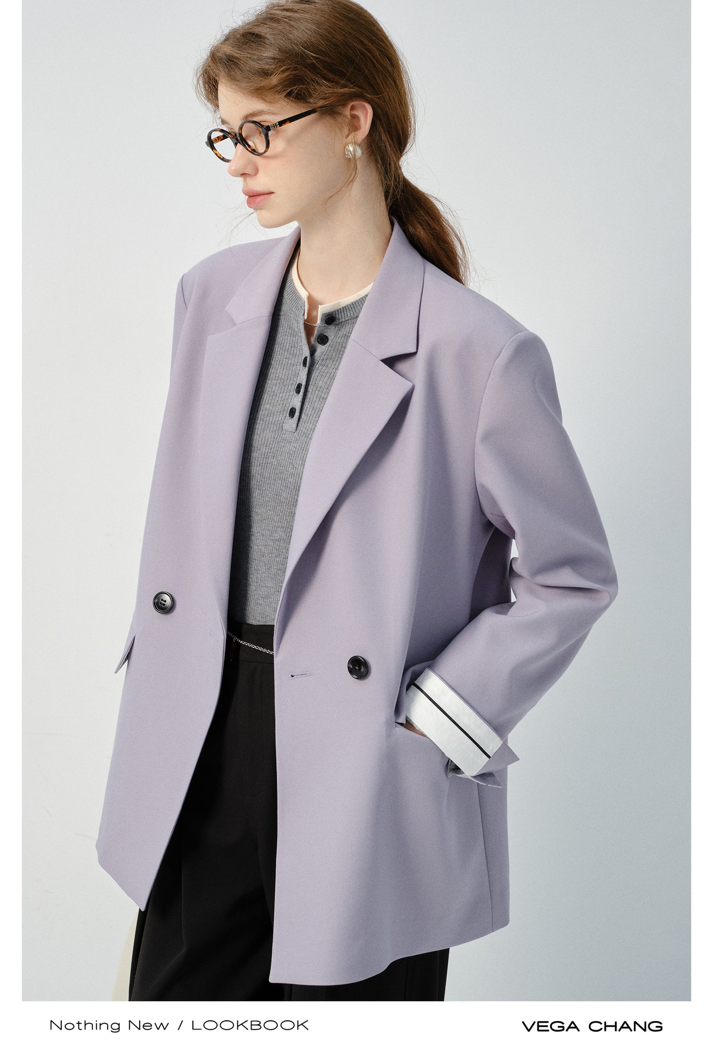Double Breasted Striped Cuff Blazer