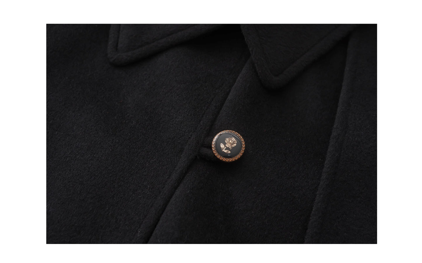 Double-Layered Wool Cape With Rose Buttons