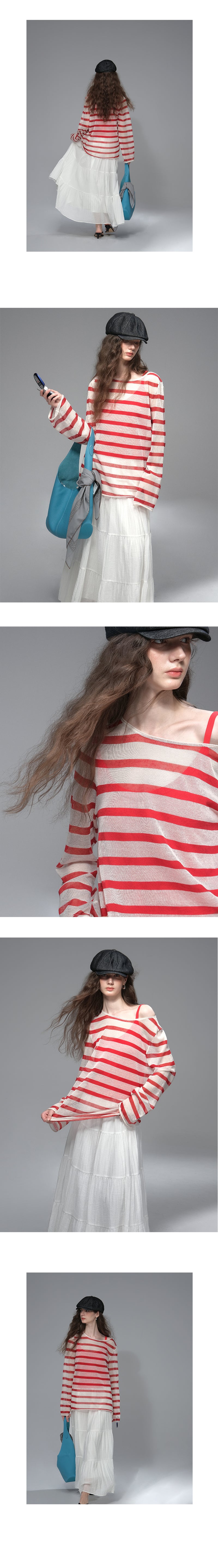 Oversized Sheer Striped T-Shirt
