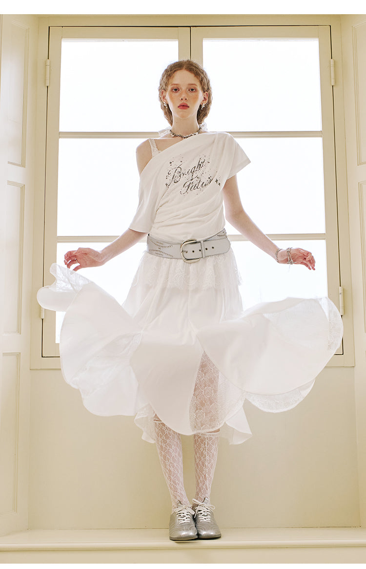 Lace Panel Petal Skirt