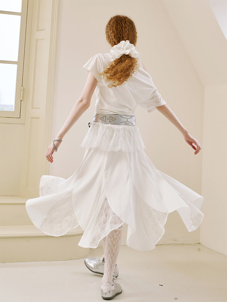 Lace Panel Petal Skirt