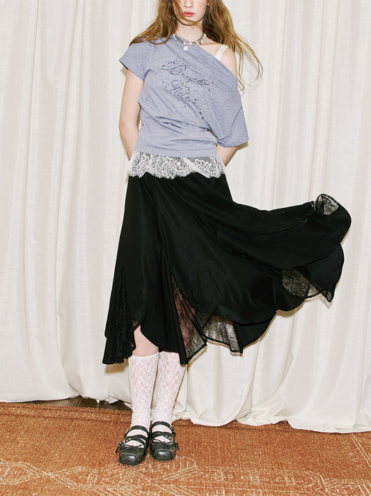 Lace Panel Petal Skirt