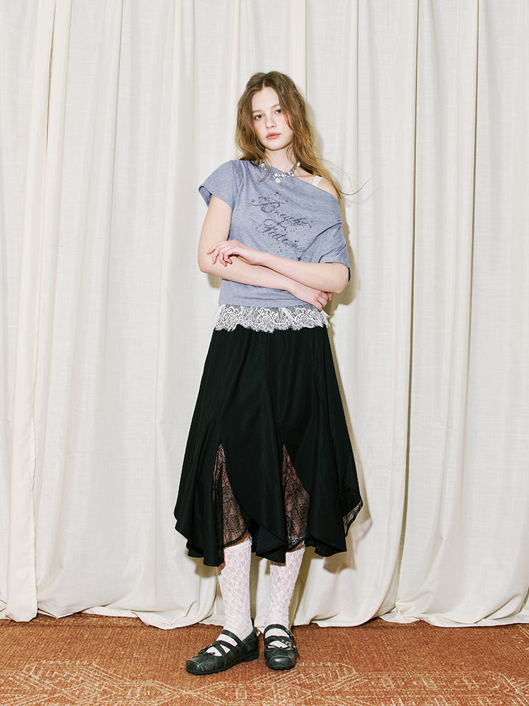 Lace Panel Petal Skirt