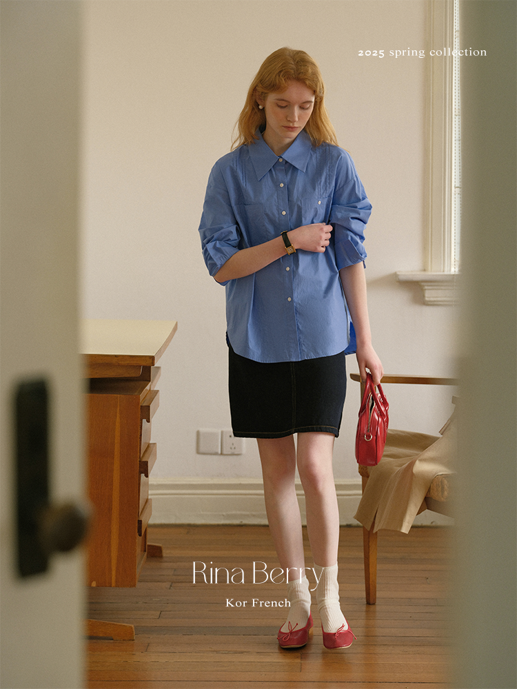 Back-Slit Round Hem Button-Up Shirt
