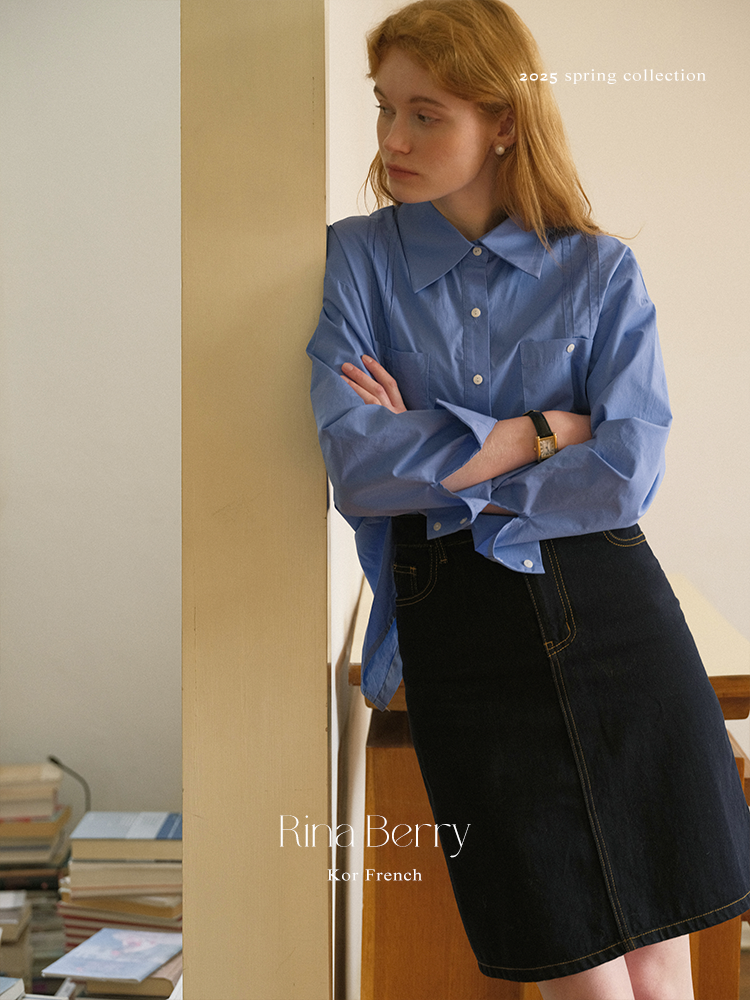 Back-Slit Round Hem Button-Up Shirt