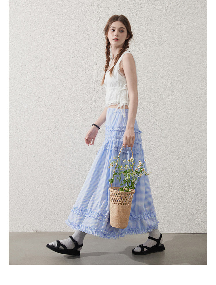 Lace Trimmed Sleeveless Ruched Crop Top