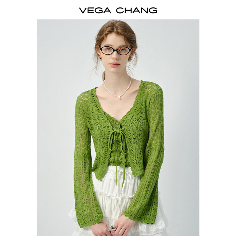 Lace Knit Top Set And Voluminous Lace Hem Skirt