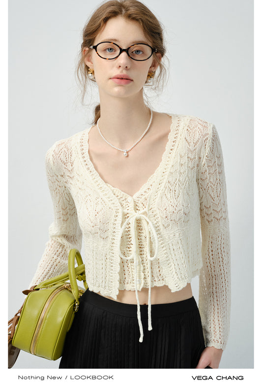 Lace Knit Top Set And Voluminous Lace Hem Skirt