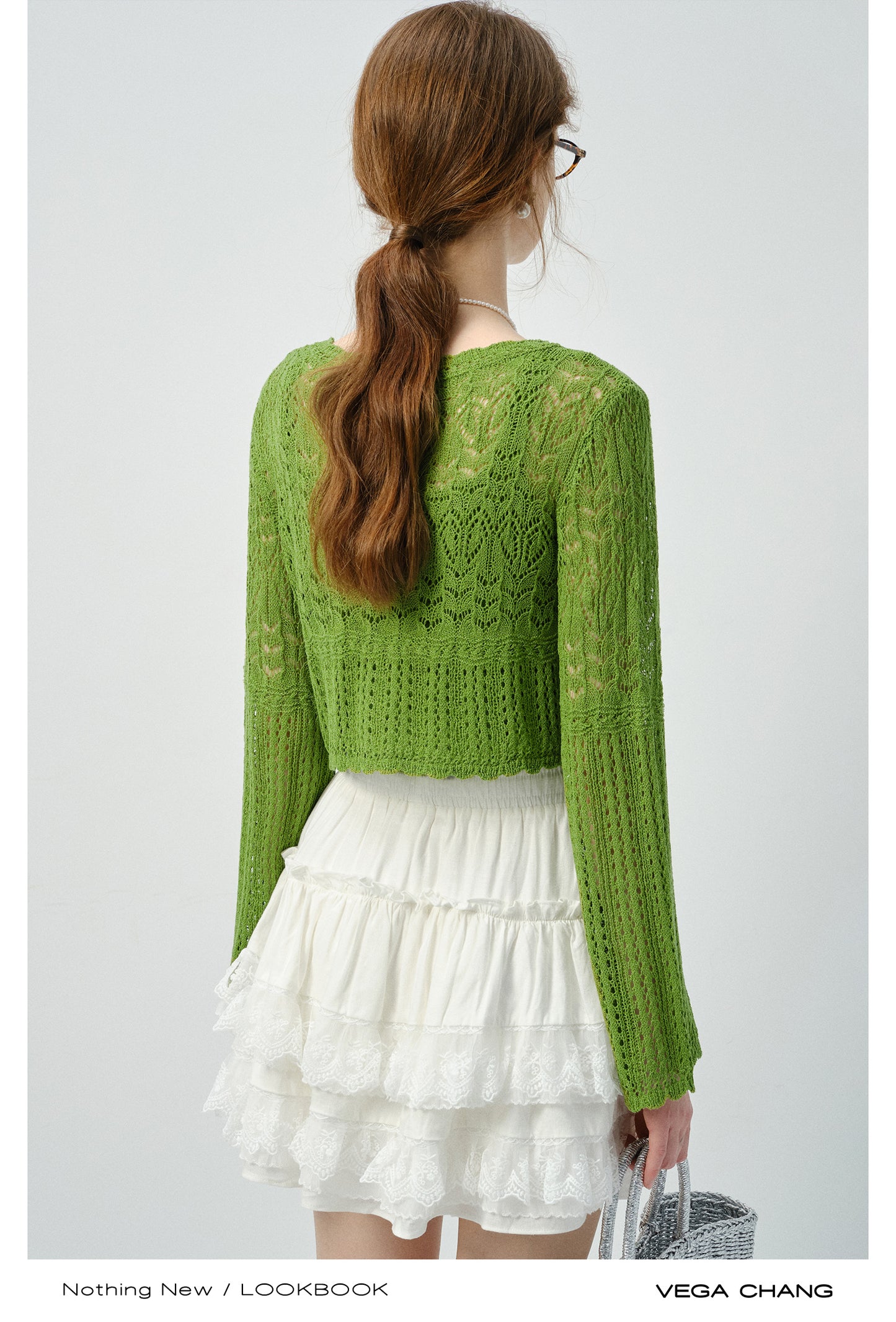 Lace Knit Top Set And Voluminous Lace Hem Skirt