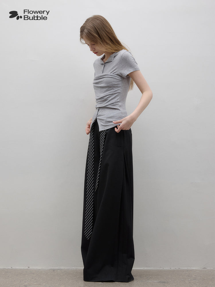 Layered Style Ruched Button-Up Top